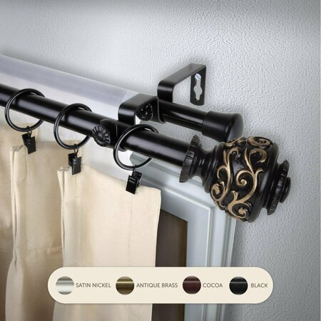 KD ENCIMERA 0.8125 in. Harmony Double Curtain Rod with 48 to 84 in. Extension, Black KD3739773